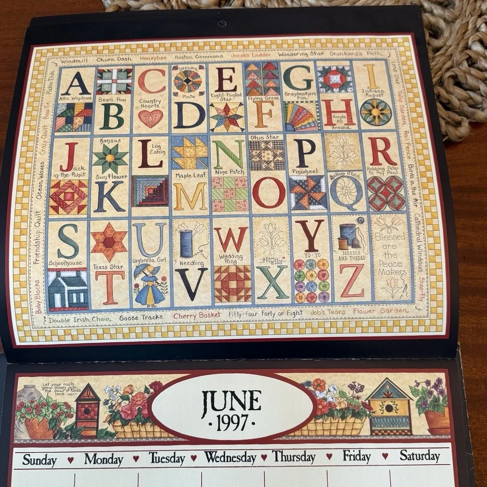 1997 Country Sampler Calendar – Peaceable Kingdom – 12x12 – Folk Art Cottagecore